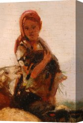 Otto Canvas Paintings - Shepherdess [detail #1] by Friedrich Otto Gebler